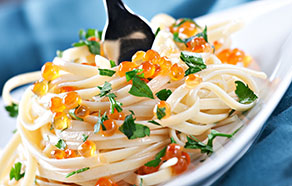 Tagliolini with Salmon and Lumpfish Roe (or Caviar)